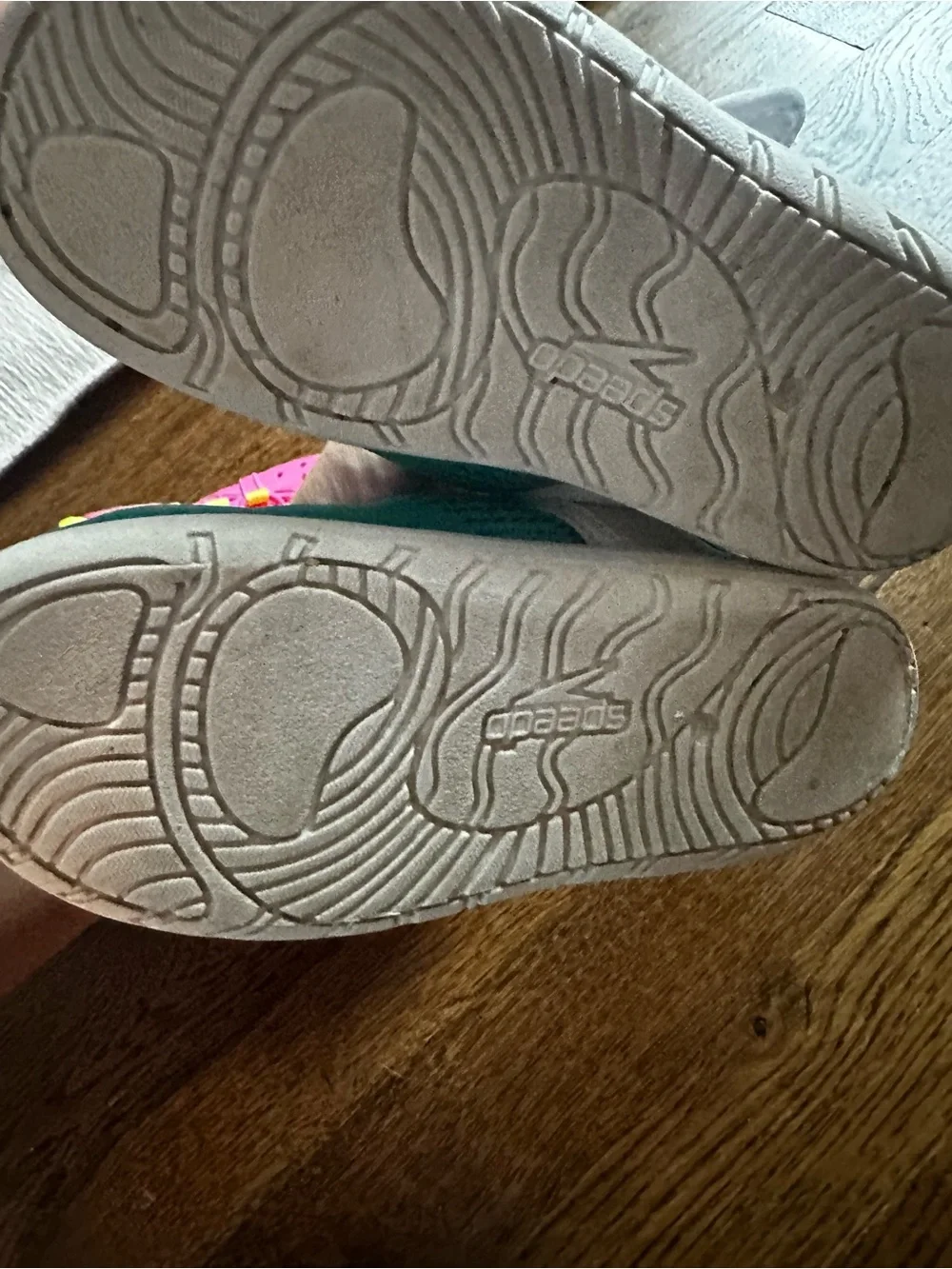 Stride Rite Bright Pink Sneakers with Lime Accents & Teal Slip-On Pair